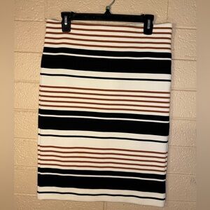 Loft Striped Black and Brown Women's Skirt